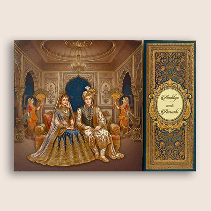 Brown Bride Groom Door Style Wedding card - KAA05360