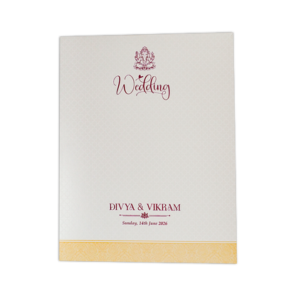 Yellow Embossed Balaji Padded  Wedding Card-KNMS9310