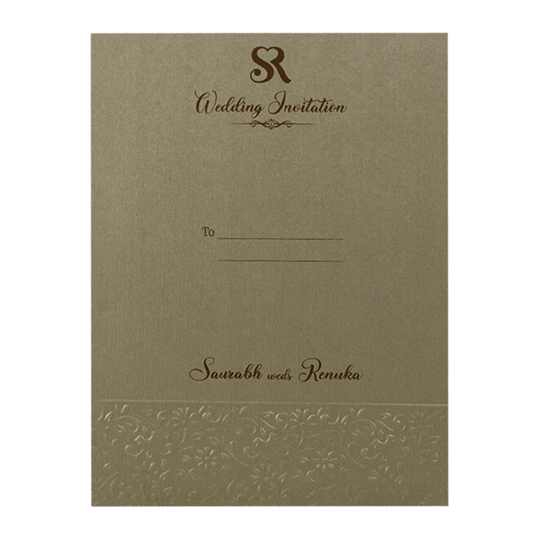 Gold Textured Floral Wedding Card-KSI64720