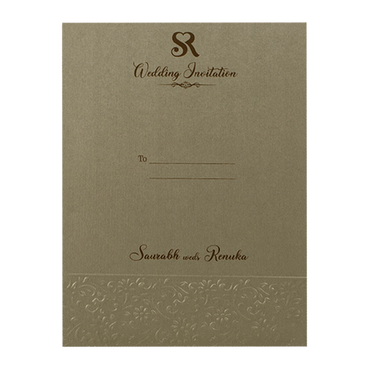 Gold Textured Floral Wedding Card-KSI64720