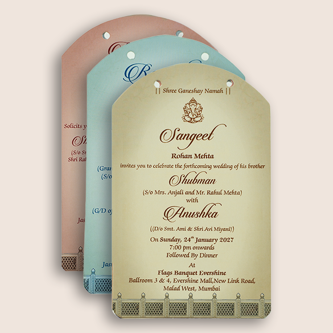 Grey Arch MDF Laser Cut Wedding Invitation Card - KRB10080