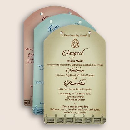 Grey Arch MDF Laser Cut Wedding Invitation Card - KRB10080