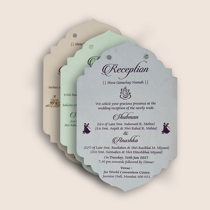 Teal Blue Jharokha MDF Laser Cut Wedding Invitation - KRB10070