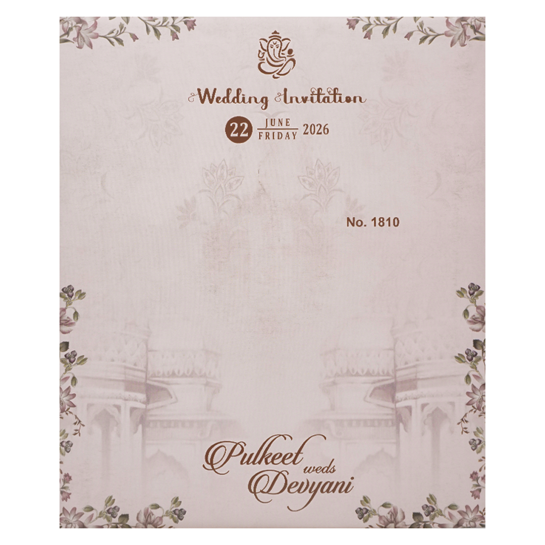 Pastel Pink Floral Palace Wedding Card-KJTS1810