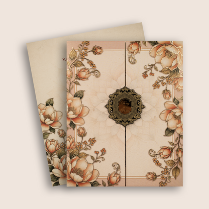 Peach Floral Door Style Wedding Card - KPR07230