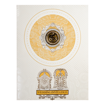 White Ganesha Balaji Wedding Card-KNJS2085Y