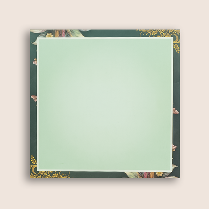 Green Floral Door Style Padded Wedding Card - KNAM4903