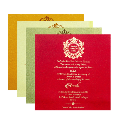 Metallic Gold Door Style Wedding Card-KPR06080