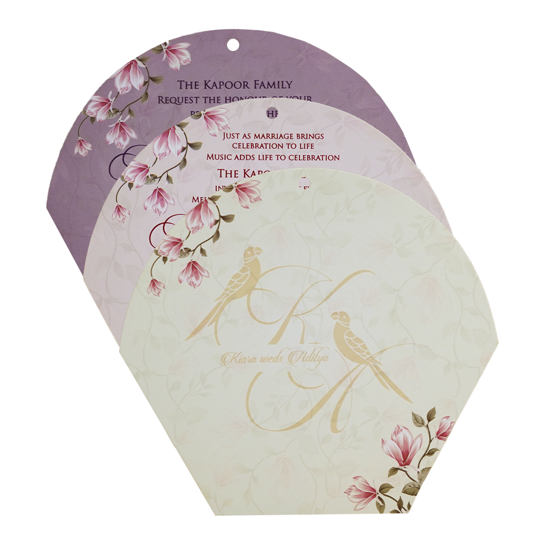 Lavender Floral Laser-Cut Hexagonal Wedding Card - KFR16100