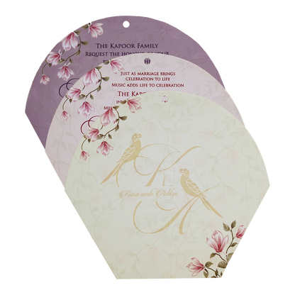 Lavender Floral Laser-Cut Hexagonal Wedding Card - KFR16100