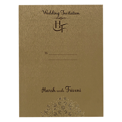 Gold laser-cut embossed floral mandala Wedding Card-KSI64950