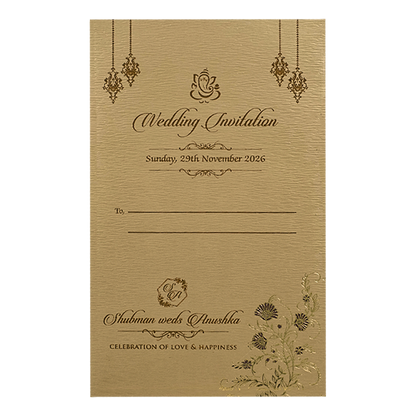 Luxury Golden Floral Padded Wedding Card-KRB09341