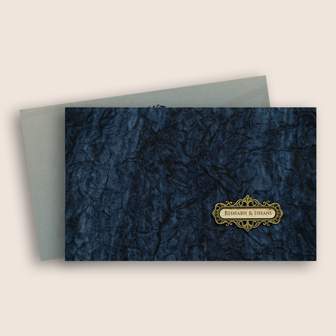 Dark Blue Handmade Paper Marriage Card - KPR07430
