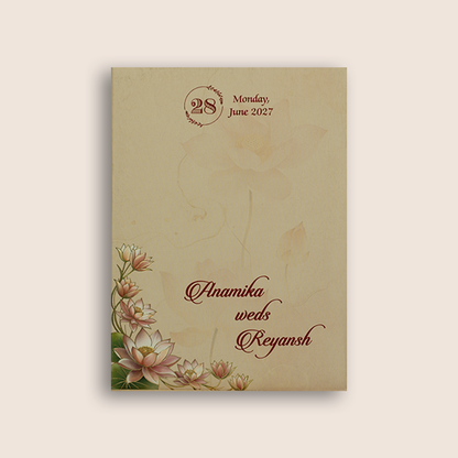 Pink Lotus Floral Wedding Invitation Card - KPR07340