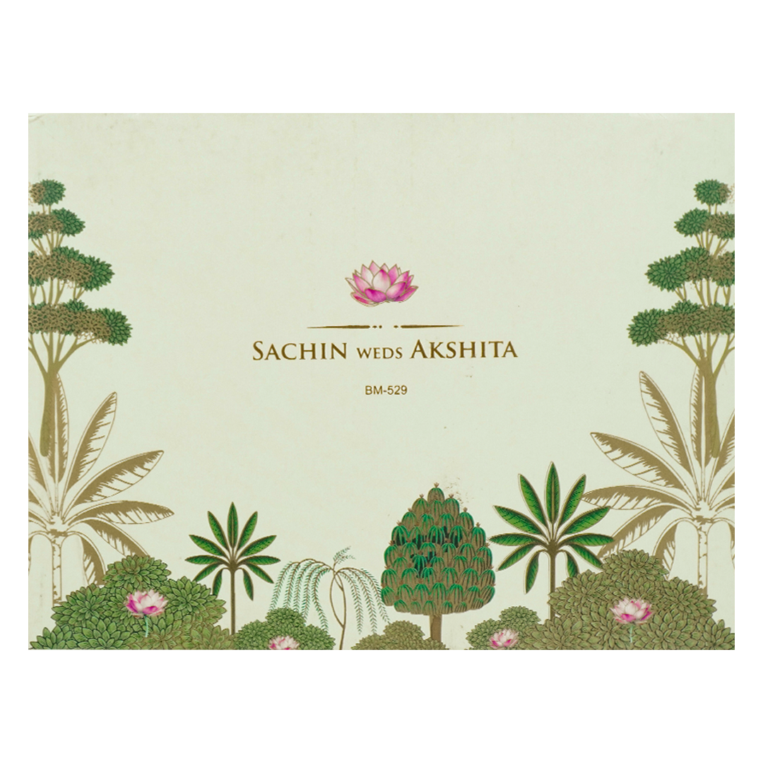 Pastel Green Floral Forest Padded Wedding Card-KBM05290