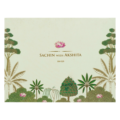 Pastel Green Floral Forest Padded Wedding Card-KBM05290