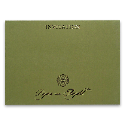 Green Padded Floral Premium Wedding Card - KRC31460