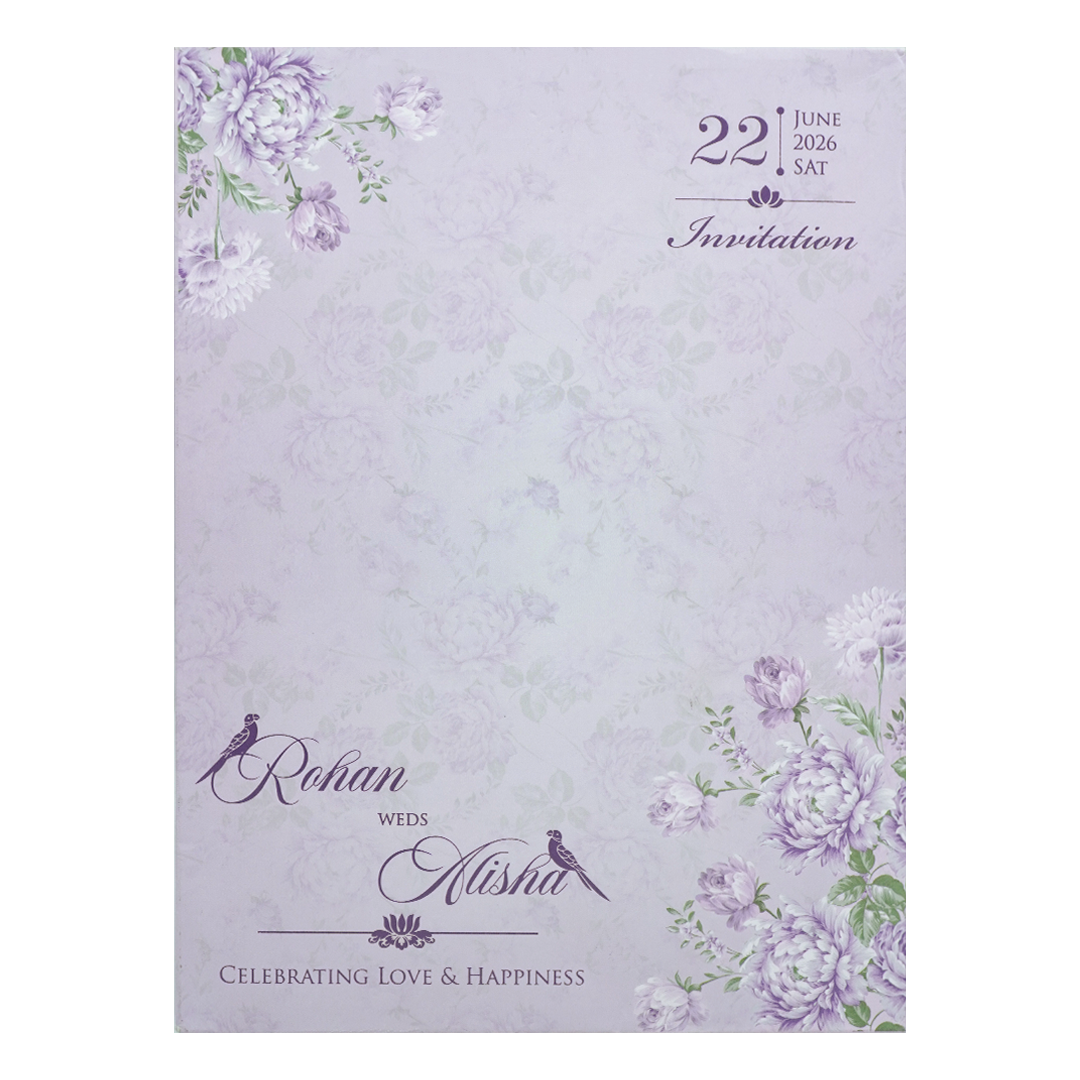 Lavender Floral Door Style Wedding Card - KFR15340