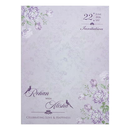 Lavender Floral Door Style Wedding Card - KFR15340