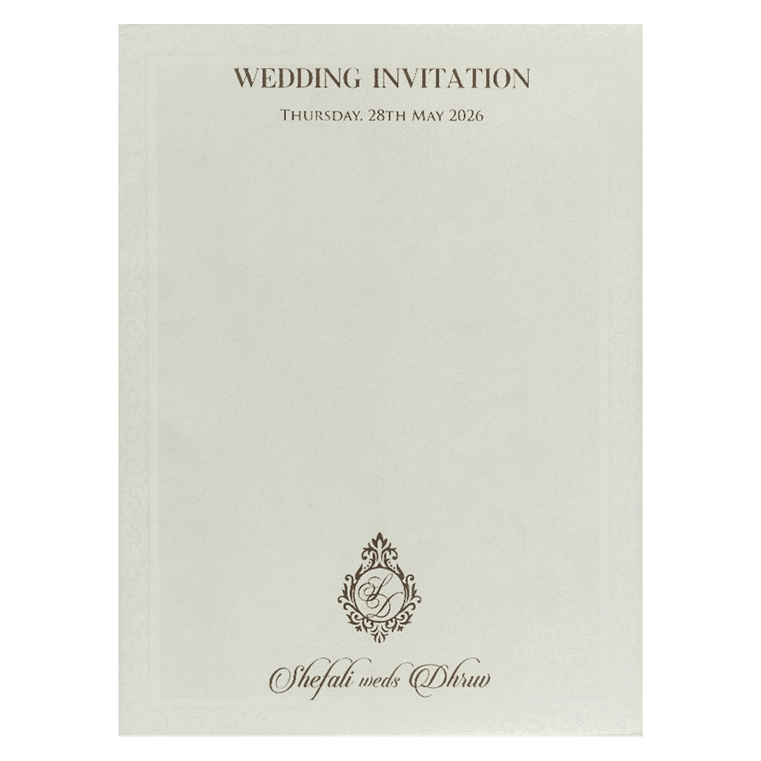 White Gold Geometric Padded Wedding card-KRE28230