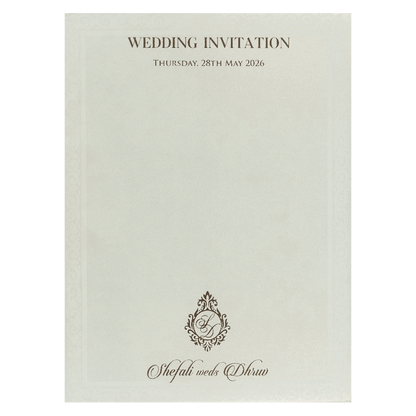 White Gold Geometric Padded Wedding card-KRE28230