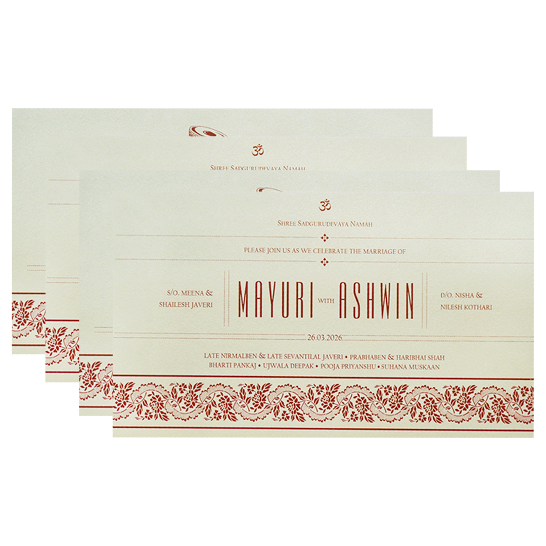 Ivory Gold Regal Wedding Card-KPR06420