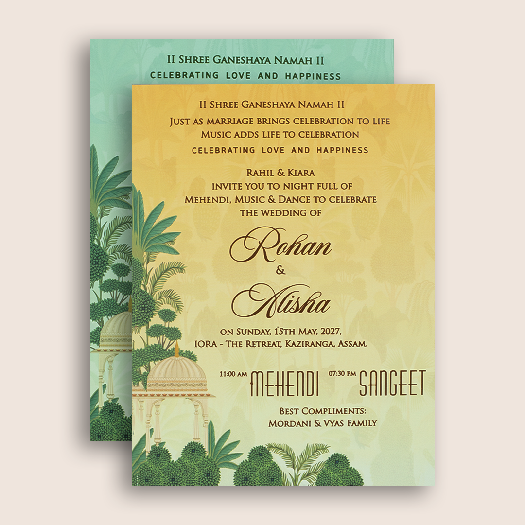 Pastel Green Jharokha Door Style Padded Wedding Card - KFR16420