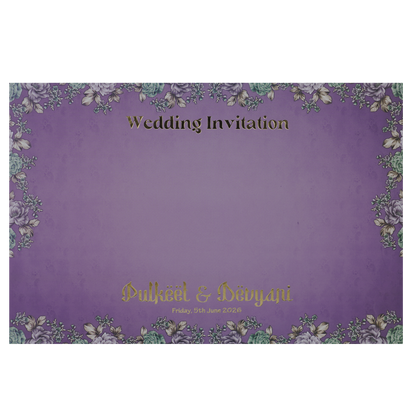 Purple Baraat Padded Wedding Card-KJTS1828