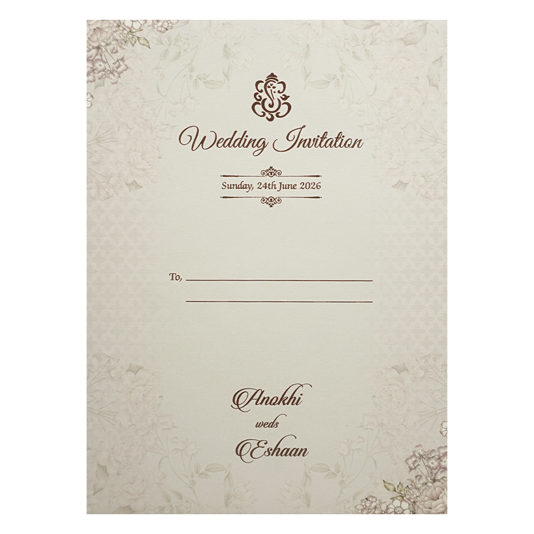 Lavender Floral Wreath Wedding Card-KJTS3650