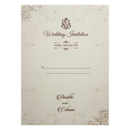 Lavender Floral Wreath Wedding Card-KJTS3650