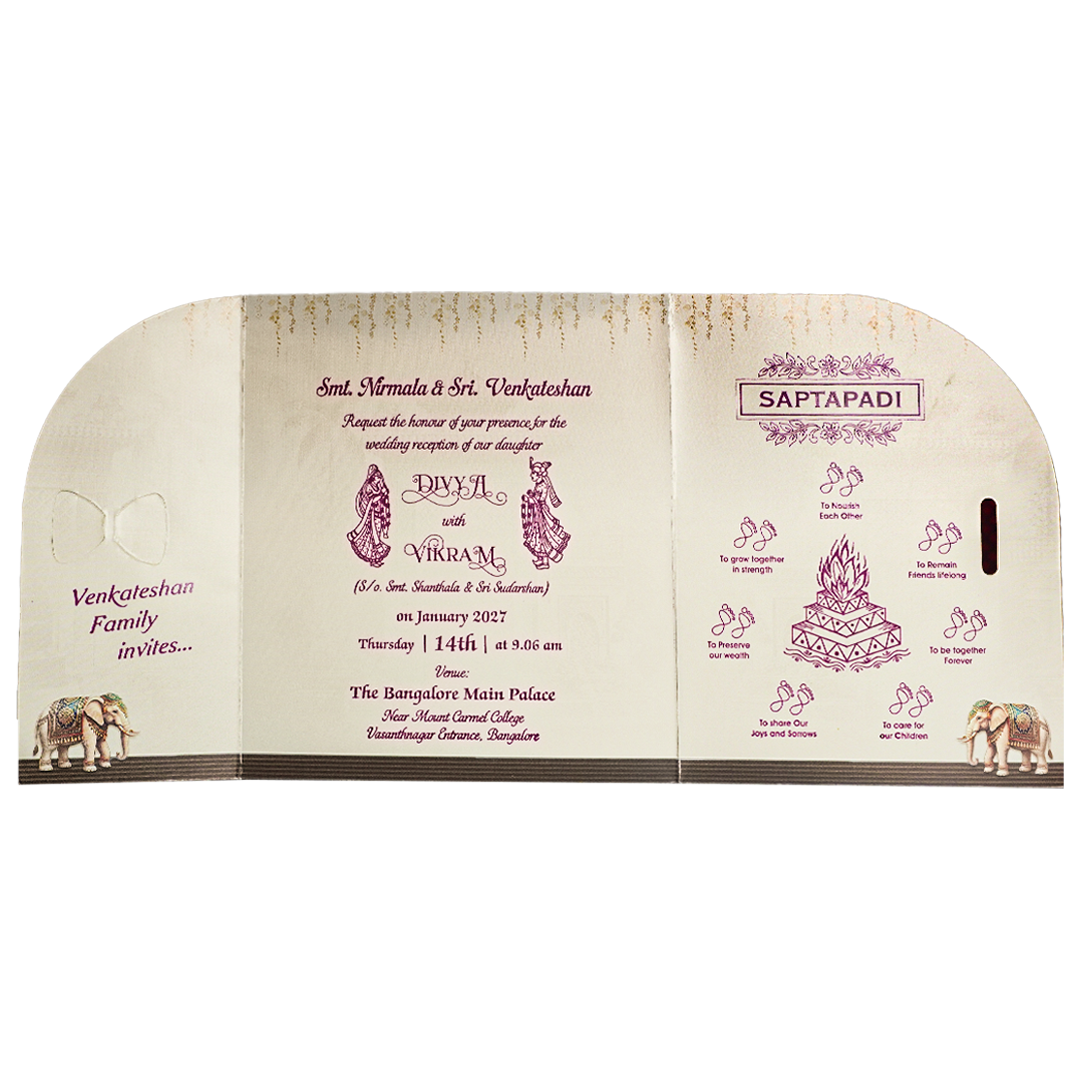 Brown Floral Palace Wedding Card - KNTH9612S