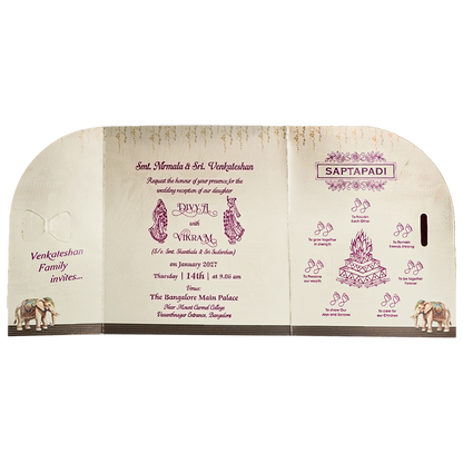 Brown Floral Palace Wedding Card - KNTH9612S