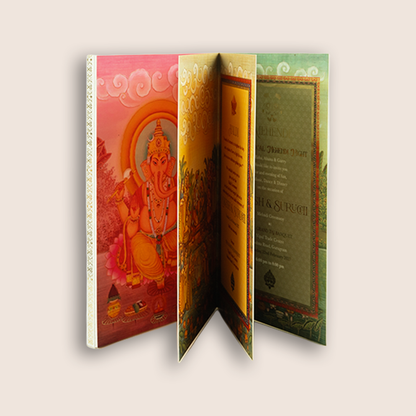 White MDF Lord Radha Krishna Laser Cut Wedding Invitation - KNLW202577