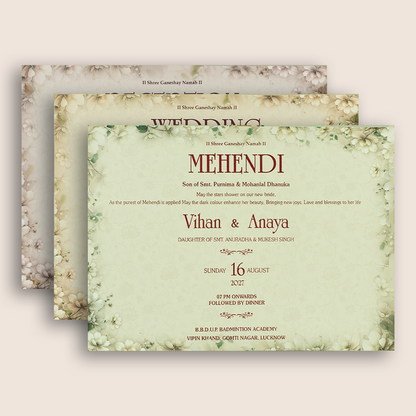 White Floral Embossed Padded Wedding Card - KSH18920