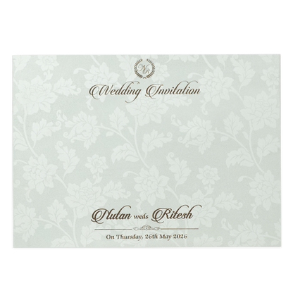 White Floral Embossed Patterned Wedding Card - KRE28600