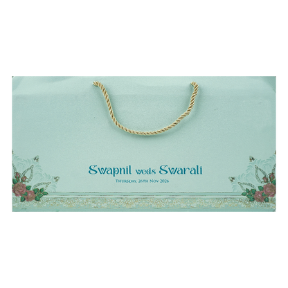 Pastel Blue Floral Arch Wedding Card-KPR24860
