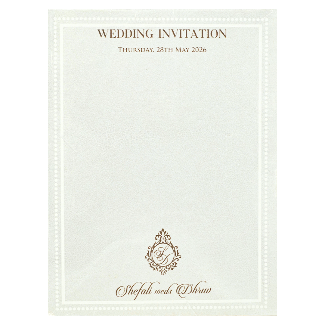 White Ganesha Floral Wedding card-KRE28480