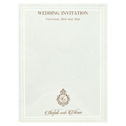 White Ganesha Floral Wedding card-KRE28480