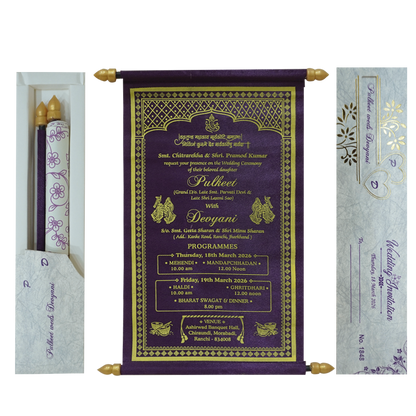 Purple Scroll Wedding Card Box Set - KJTS1848