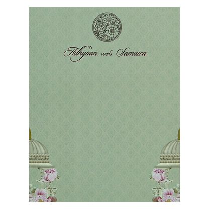 Grey Padded Floral Palace Wedding Card-KRC31040