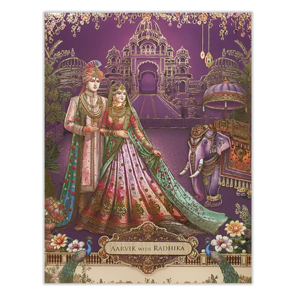 Purple Palace Padded Wedding Card-KSH73130