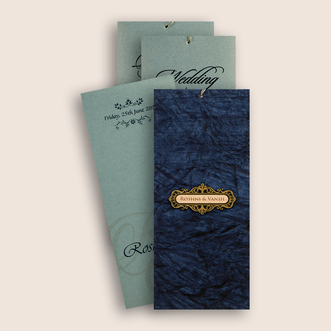 Blue Handmade Paper Invitation Card - KPR07470