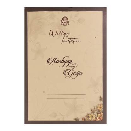 Brown Floral Padded Wedding Card-KSH72520