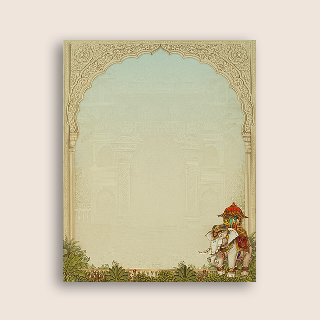Grey Royal Palace Baraat Padded Wedding Card - KAA05540
