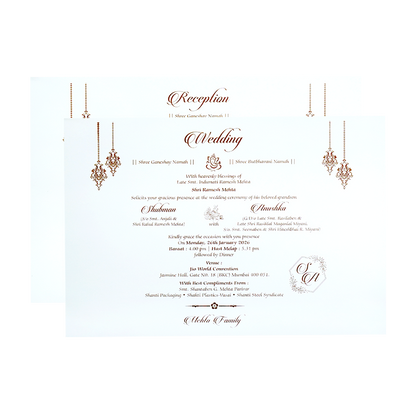 White Padded Embossed Floral Cutout Wedding Invitation Card-KRB09800