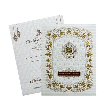 Royal Padded Embossed Floral Wedding Invitation Card-KRB09701