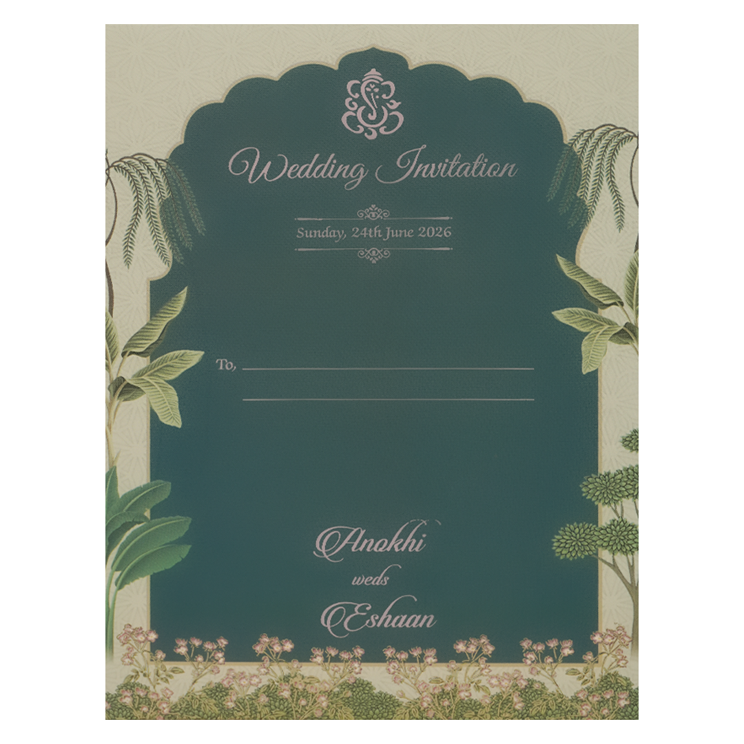 Blue Pastel Garden Padded Wedding Card-KJTS3676