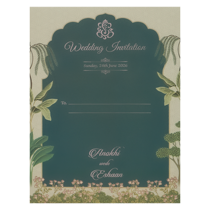 Blue Pastel Garden Padded Wedding Card-KJTS3676