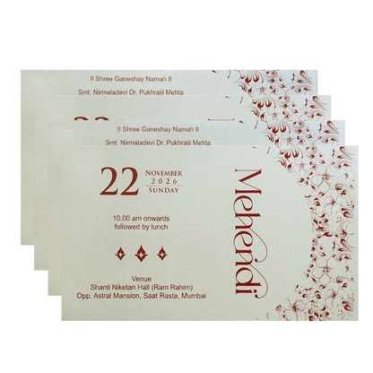 Ivory Gold Floral Mandala Wedding Invitation Card-KPR06400