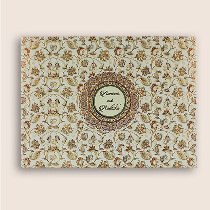 Cream Colourful Floral Wedding Card - KAA05390
